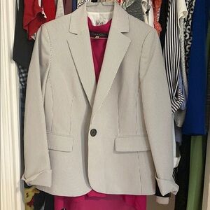 Le Suit Pinstripe Blazer in Black and White